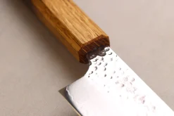 Couteau santoku 17cm japonais artisanal Wusaki Yaketa VG10 damas chêne brûlé