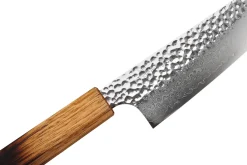 Couteau santoku 17cm japonais artisanal Wusaki Yaketa VG10 damas chêne brûlé