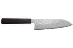 Couteau santoku 17cm japonais artisanal Nigara Hamono Tsuchime VG10 damas
