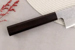 Couteau santoku 17cm japonais artisanal Nigara Hamono Tsuchime VG10 damas