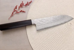 Couteau santoku 17cm japonais artisanal Nigara Hamono Tsuchime VG10 damas