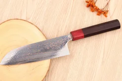 Couteau santoku 16,5cm japonais artisanal Takeshi Saji VG10 Rainbow
