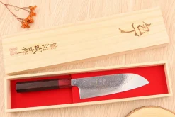 Couteau santoku 16,5cm japonais artisanal Takeshi Saji VG10 Rainbow