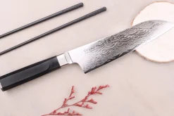 Couteau santoku 18cm japonais Sakai Takayuki Grand Chef Seigaiha Damas 45 couches