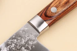 Couteau santoku 17cm japonais Satake Cutlery Brown Pakkawood AUS-8 San Maï Nashiji