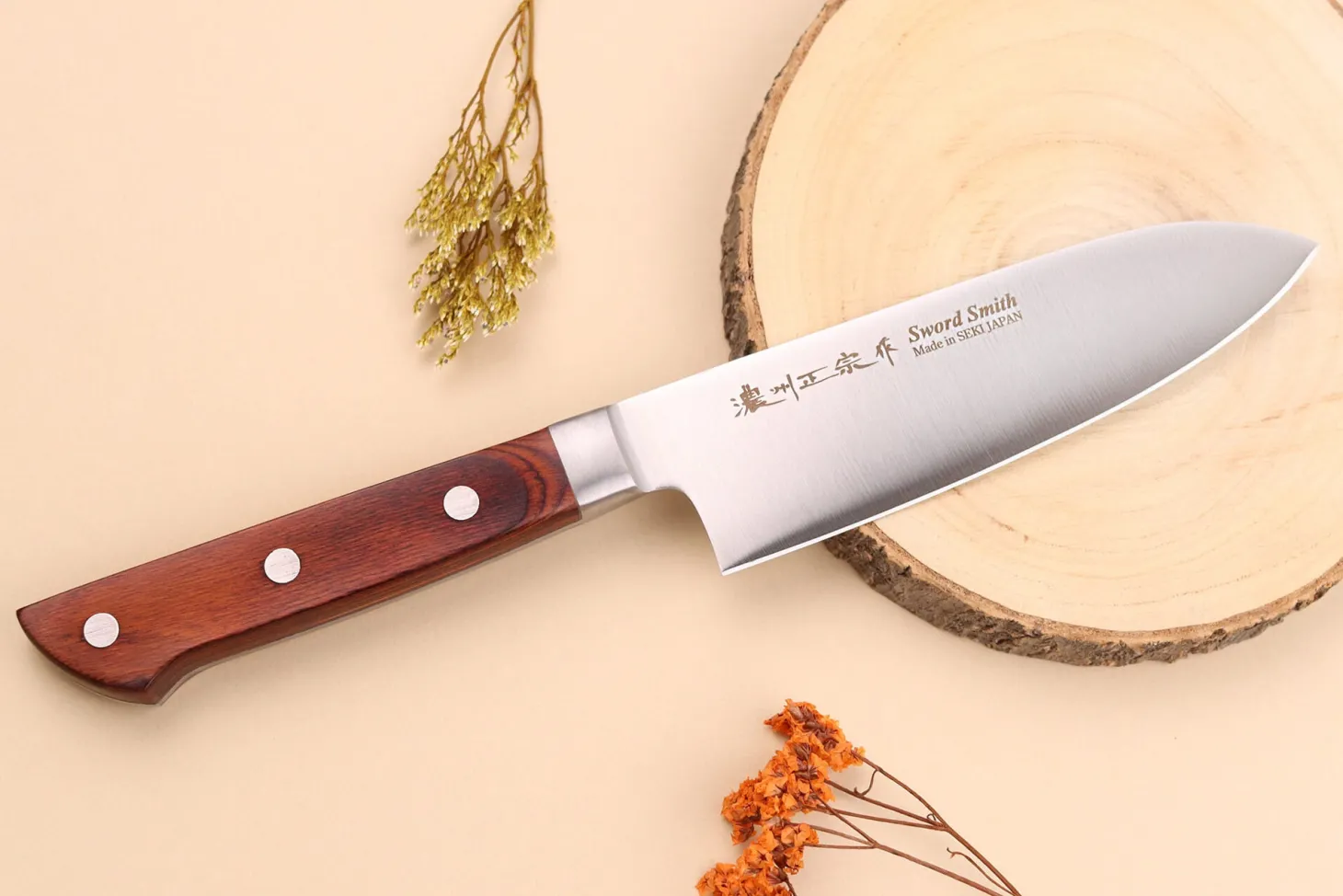 Couteau santoku 15cm japonais Satake Cutlery Brown Pakkawood