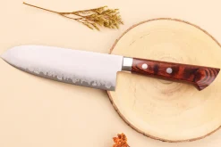 Couteau santoku 17cm japonais Satake Cutlery Brown Pakkawood VG10 San Maï