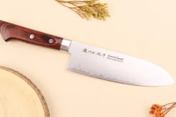 Couteau santoku 17cm japonais Satake Cutlery Brown Pakkawood VG10 San Maï