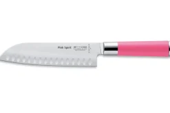 Couteau santoku Dick Pink Spirit lame alvéolée 18cm manche rose
