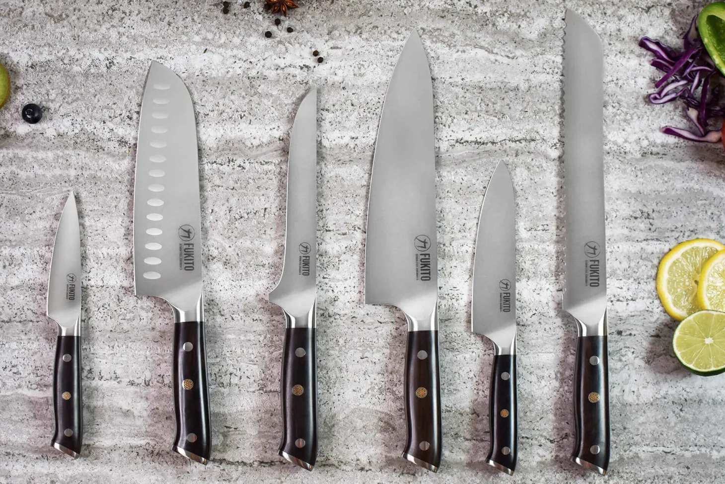 Couteau santoku Fukito Ebène X50 18cm