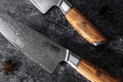 Couteau santoku Fukito Olive Damas alvéolé 14Cr 18cm
