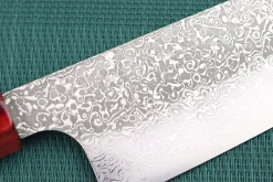 Couteau santoku japonais artisanal Kei Kobayashi SG2 Damas Heptagone 17cm