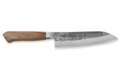 Couteau Santoku japonais artisanal Wusaki Nogami BS2 17cm manche en noyer