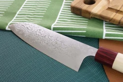 Couteau santoku japonais artisanal Masakage Kiri 16.5cm damas 49 couches