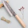 Couteau santoku japonais artisanal Wusaki Nakata Erable BS2 16,5cm manche érable