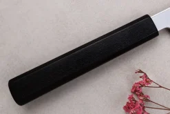 Couteau santoku japonais artisanal Kagekiyo Yoshikazu Tanaka Damas Aogami 18cm