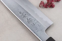 Couteau santoku japonais artisanal Kagekiyo Yoshikazu Tanaka Damas Aogami 18cm
