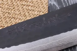 Couteau santoku japonais artisanal Nao Yamamoto Damas AS brut de forge 16,5cm