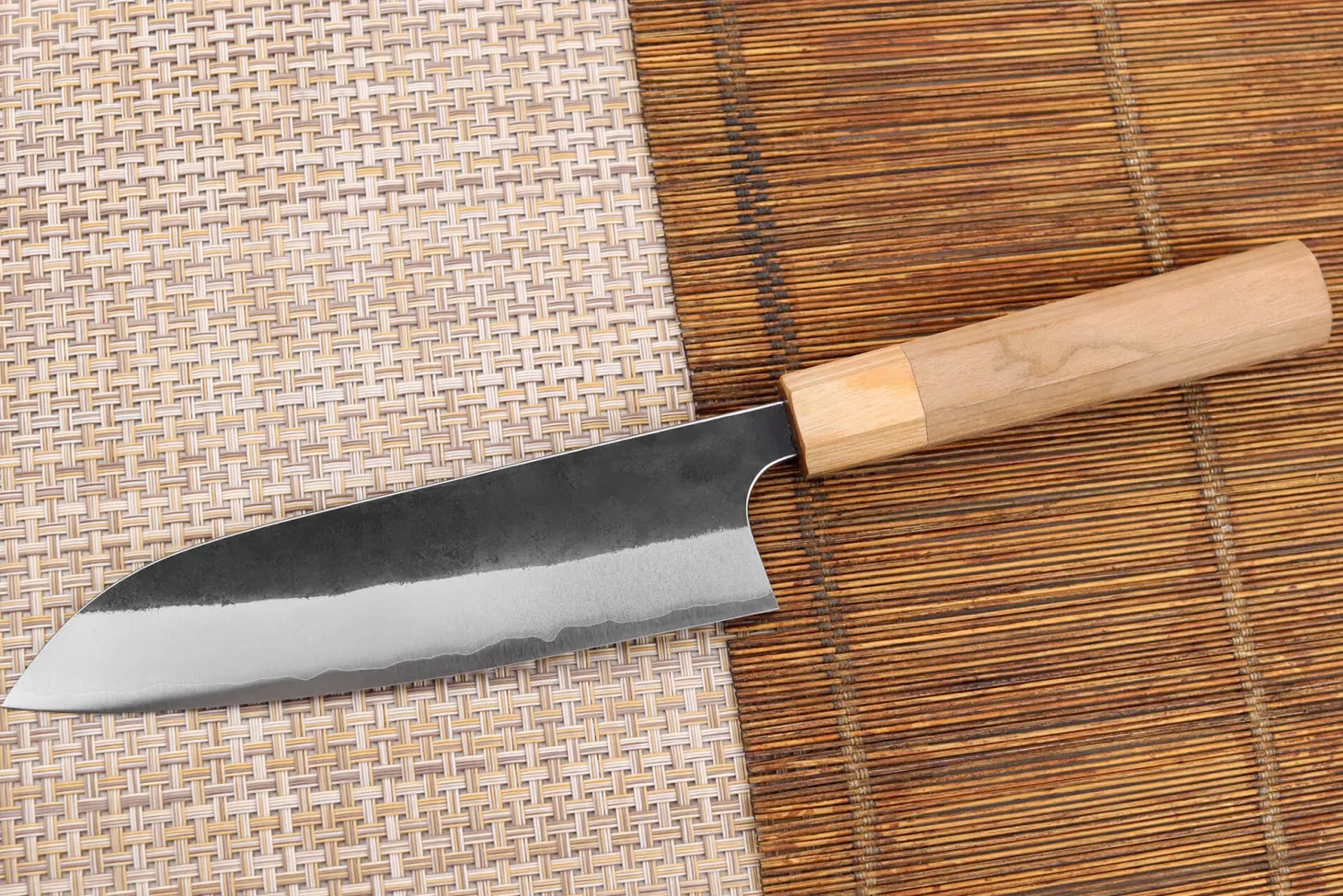 Couteau santoku japonais artisanal Yoshimi Kato AS Brut 16,5cm