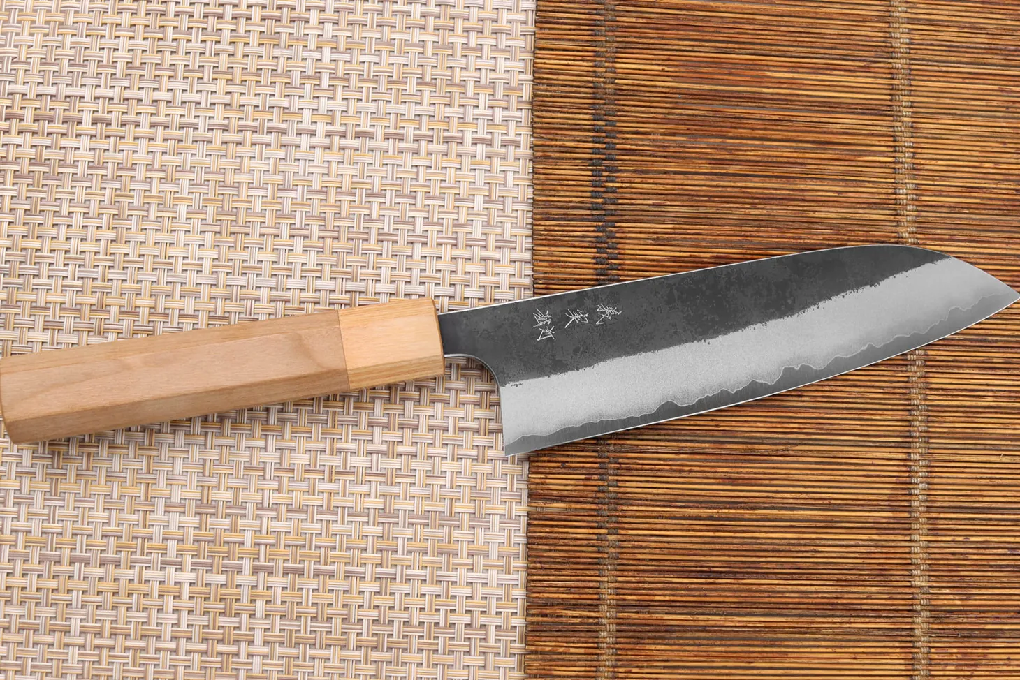 Couteau santoku japonais artisanal Yoshimi Kato AS Brut 16,5cm