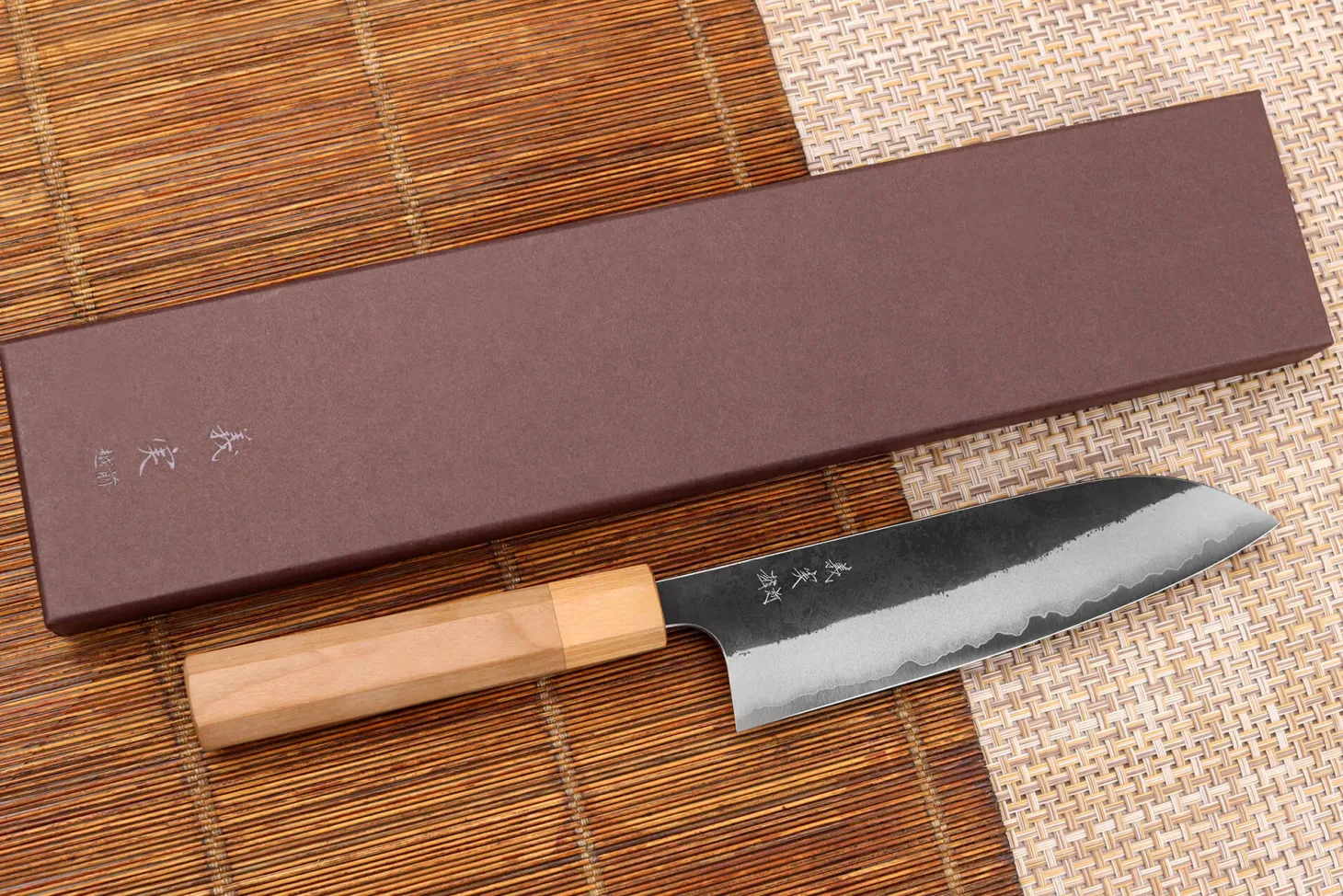 Couteau santoku japonais artisanal Yoshimi Kato AS Brut 16,5cm