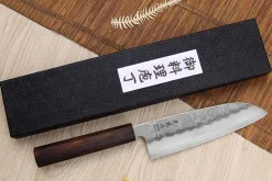 Couteau santoku japonais artisanal Wusaki Yoshi G3 chêne 16,5cm