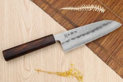 Couteau santoku japonais artisanal Wusaki Yoshi G3 chêne 16,5cm