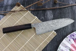 Couteau santoku japonais artisanal Takeshi Saji R2 Nickel Damas 18cm