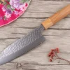 Couteau santoku japonais artisanal Makoto Kurosaki Sakura acier SG2 martelé 16.5cm