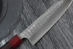 Couteau santoku japonais artisanal Yoshimi Kato Minamo SG2 Tsuchime 17cm
