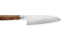 Couteau santoku japonais artisanal forgé Takeshi Saji R2 Tsuchime 16,5cm