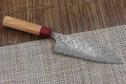 Couteau santoku japonais artisanal Yoshimi Kato 17cm SG2 Damascus cerisier