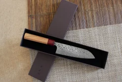 Couteau santoku japonais artisanal Yoshimi Kato 17cm SG2 Damascus cerisier