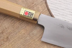 Couteau santoku japonais artisanal Kasahara Shigehiro forgé par Yoshikazu Ikeda 16,5cm