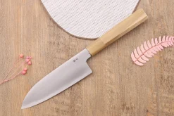 Couteau santoku japonais artisanal Kasahara Shigehiro forgé par Yoshikazu Ikeda 16,5cm