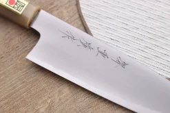 Couteau santoku japonais artisanal Kasahara Shigehiro forgé par Yoshikazu Ikeda 18cm