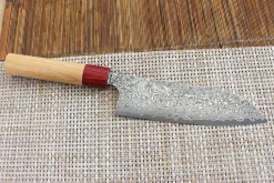 Couteau santoku japonais artisanal Yoshimi Kato 17cm VG10 Nickel Damascus cerisier