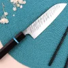 Couteau santoku japonais artisanal Yu Kurosaki Fujin 16,5cm SG2 turquoise