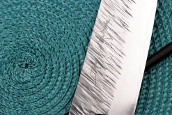 Couteau santoku japonais artisanal Yu Kurosaki Fujin 16,5cm SG2 turquoise