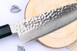 Couteau santoku japonais 17cm Sakai Takayuki Nanairo Green Damas VG10