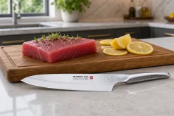Couteau santoku japonais Global Sai M03 lame martelée 13,5cm
