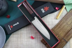 Couteau santoku japonais Japan Kanetsune Blue Steel damas 16.5cm
