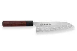 Couteau santoku japonais Japan Kanetsune Blue Steel damas 16.5cm