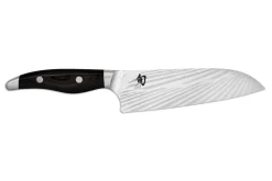 Couteau santoku japonais KAI Shun Nagare Black lame damas 72 couches Dual Core 18cm manche bombé