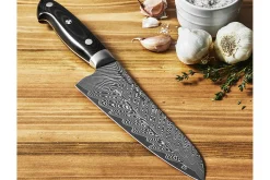 Couteau santoku japonais Zwilling Kramer Euro Stainless 18cm damassé manche en micarta