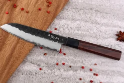 Couteau santoku Sayuto Séquoia San Mai martelé 13,5cm