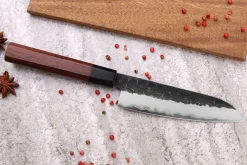 Couteau santoku Sayuto Séquoia San Mai martelé 13,5cm
