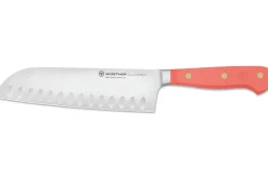 Couteau santoku Wusthof Classic Colour Coral Peach forgé lame alvéolée 17cm