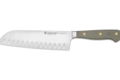 Couteau santoku Wusthof Classic Colour Velvet Oyster forgé lame alvéolée 17cm
