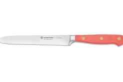 Couteau à saucisson Wusthof Classic Colour Coral Peach forgé lame crantée 14cm